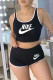 Black Casual Sportswear Letter Print Basic U Neck Sleeveless Two Pieces