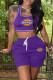 Purple Casual Sportswear Embroidery Vests U Neck Sleeveless Two Pieces