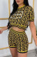 Yellow Fashion Casual Print Embroidered O Neck Short Sleeve Two Pieces