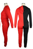 Pink Casual Solid Patchwork Fold Zipper Hooded Collar Long Sleeve Two Pieces