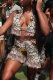 Yellow Casual Print Patchwork V Neck Sleeveless Two Pieces