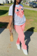 Pink Casual Print Patchwork O Neck Short Sleeve Two Pieces