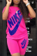 Rose Red Casual Print Patchwork O Neck Short Sleeve Two Pieces