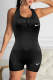 Black Casual Print Backless Halter Skinny Rompers