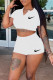 White Casual Solid Embroidered Patchwork Turndown Collar Short Sleeve Two Pieces