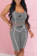 Grey Street Print Patchwork Square Collar Sleeveless Two Pieces