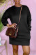 Black Casual Solid Patchwork O Neck Straight Dresses