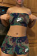 Camouflage Sexy Casual Print Backless Strapless Sleeveless Two Pieces