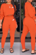 Tangerine Red Casual Print Patchwork O Neck Long Sleeve Two Pieces