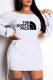 White Casual Print Draw String O Neck A Line Dresses