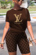 Brown Fashion Casual Print Basic O Neck Long Sleeve Two Pieces