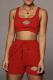 Red Casual Print Patchwork U Neck Sleeveless Two Pieces
