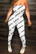 White Sexy Letter Print Patchwork Strapless Jumpsuits