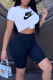 Cream White Casual Print Patchwork O Neck High Waist T-Shirts （Only with short sleeves）