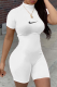 White Casual Print Draw String Half A Turtleneck Skinny Rompers