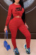 Red Fashion Casual Print Patchwork O Neck Long Sleeve Two Pieces