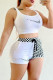 White Fashion Casual Print Patchwork U Neck Sleeveless Two Pieces