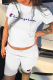 White Sportswear Print Patchwork O Neck Short Sleeve Two Pieces