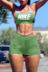 Ink Green Sportswear Print Patchwork U Neck Sleeveless Two Pieces