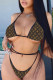 Yellow Brown Fashion Sexy Print Bandage Backless Swimwears