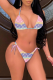 Pink Sexy Print Patchwork Draw String Swimwears