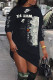 Black Fashion Casual Print Basic O Neck Short Sleeve Dress