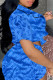 Blue Fashion Casual Basic Short Sleeve Two Pieces (With Turban)