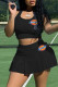 Black Sexy Sportswear Embroidery Basic U Neck Sleeveless Two Pieces
