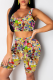 Multi-color Sexy Print Patchwork U Neck Sleeveless Two Pieces