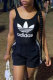 Black Fashion Casual Print Vests O Neck Sleeveless Two Pieces