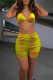 Yellow Fashion Sexy Print Bandage Backless Swimwears Three-piece Set