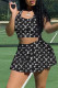 Black Sexy Sportswear Print Vests U Neck Sleeveless Two Pieces