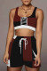 Dark Brown Casual Sportswear Color Lump Printing O Neck Sleeveless Two Pieces