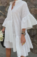 White Sweet Solid Flounce Mandarin Collar Shirt Dress Dresses