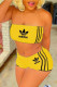 Yellow Casual Solid Printing Strapless Two Pieces