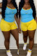 Blue Casual Sportswear Solid Embroidered U Neck Sleeveless Two Pieces