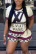 Cream White Casual Print Patchwork O Neck Short Sleeve Two Pieces