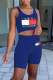 Royal Blue Casual Print Patchwork U Neck Sleeveless Two Pieces