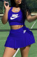 Blue Elegant Letter Asymmetrical U Neck Sleeveless Two Pieces