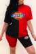 Black Fashion Casual Print Patchwork O Neck Short Sleeve Two Pieces