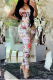 White Casual Print Patchwork U Neck Sleeveless Two Pieces