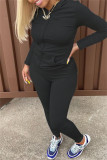 Grey Fashion Casual Solid Basic Hooded Collar Long Sleeve Two Pieces