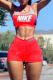 Red Sportswear Print Patchwork U Neck Sleeveless Two Pieces