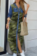Camouflage Casual Print Patchwork Turndown Collar Shirt Dress Dresses