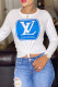 White Fashion Casual Print Basic O Neck Tops