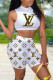 White Fashion Casual Print Vests Half A Turtleneck Sleeveless Two Pieces