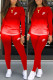 Red Fashion Casual Print Basic O Neck Long Sleeve Two Pieces
