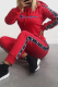 Red Casual Print Patchwork Hooded Collar Long Sleeve Two Pieces