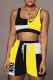 Yellow Casual Sportswear Color Lump Printing O Neck Sleeveless Two Pieces