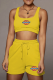 Yellow Casual Print Patchwork U Neck Sleeveless Two Pieces